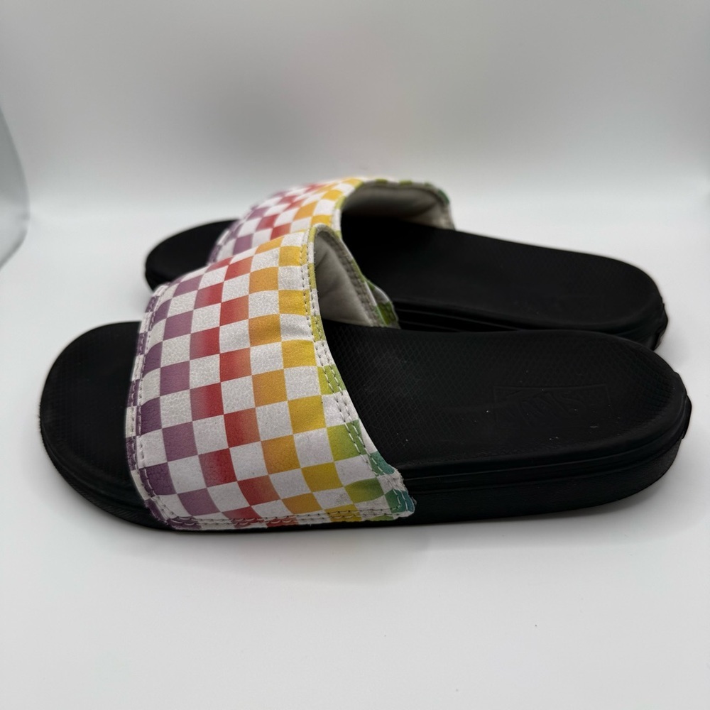 Vans Off The Wall Checkerboard Slide Sandals Missy Size‎ 4 Multicolor Strap - Picture 4 of 6